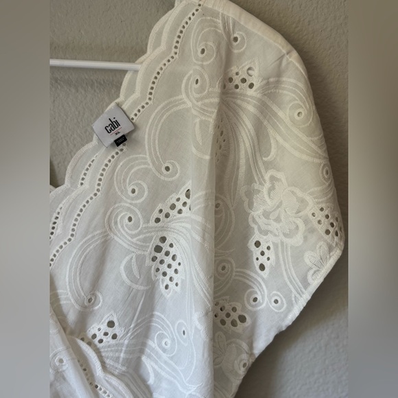 Cabi White Eyelet Embroidered Cotton Cover-Up Dress Size XL #5615 - Picture 5 of 13